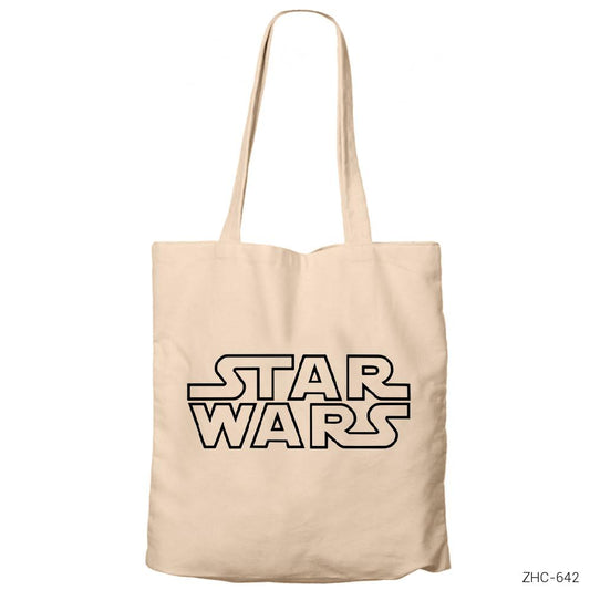 Star Wars Logo Line Krem Fermuarlı Bez Çanta Gabardin