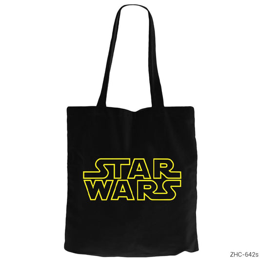 Star Wars Logo Line Siyah Fermuarlı Bez Çanta Gabardin