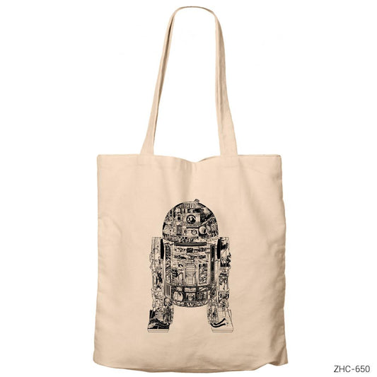 Star Wars R2D2 Mechanic Krem Fermuarlı Bez Çanta Gabardin