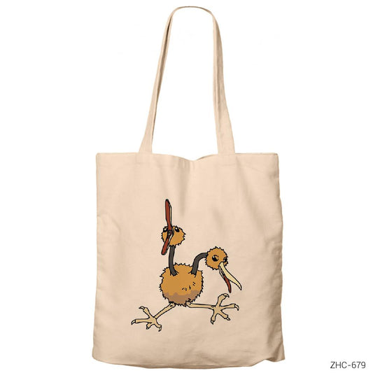 Pokemon Doduo Krem Fermuarlı Bez Çanta Gabardin