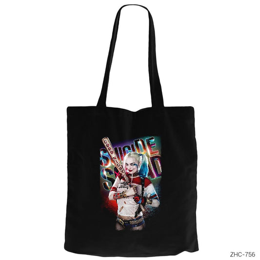 Suicide Squad Harley Quinn Good Night Siyah Fermuarlı Bez Çanta Gabardin