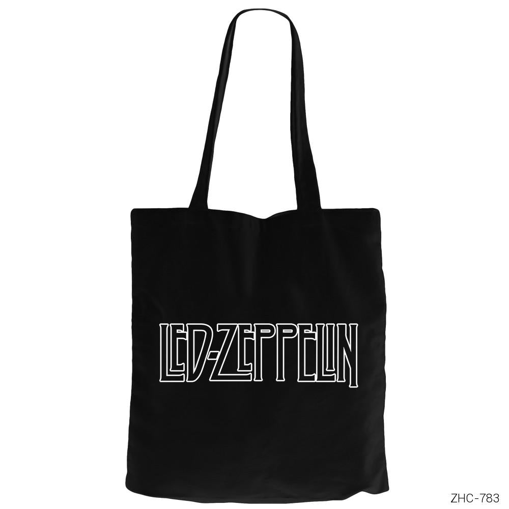 Led Zeppelin Outline Siyah Fermuarlı Bez Çanta Gabardin