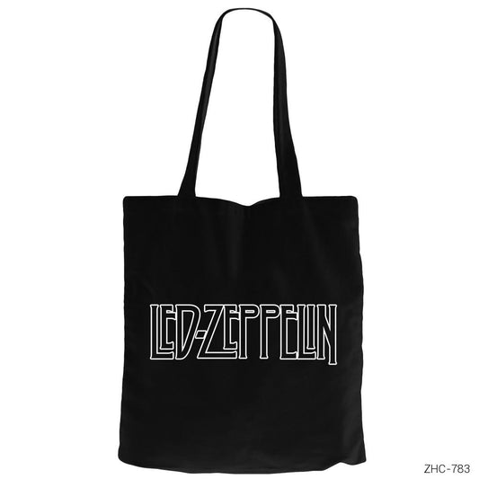Led Zeppelin Outline Siyah Fermuarlı Bez Çanta Gabardin