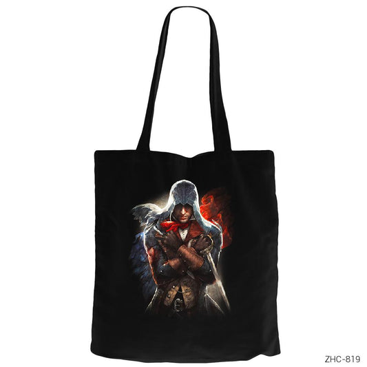 Assassins Creed We Will Unite Siyah Fermuarlı Bez Çanta Gabardin