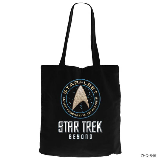Star Trek Beyond Logo Siyah Fermuarlı Bez Çanta Gabardin