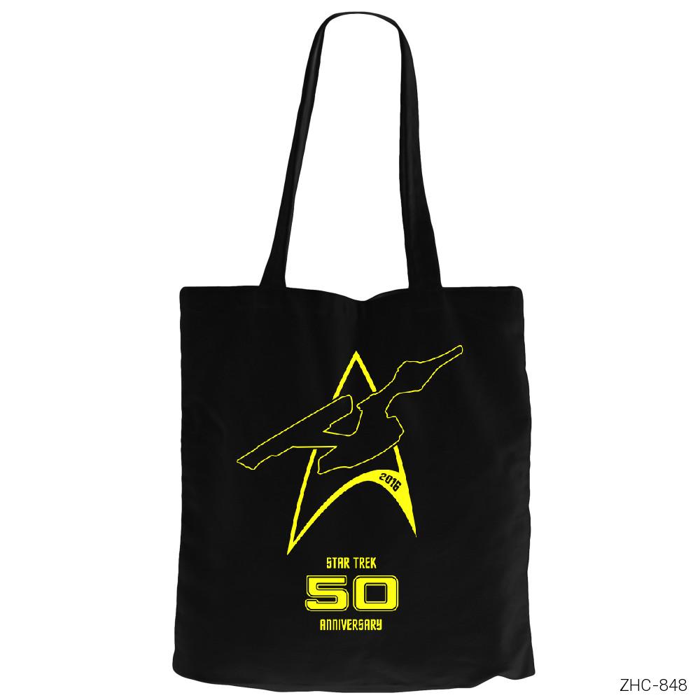 Star Trek 50nci Yıl 1 Siyah Fermuarlı Bez Çanta Gabardin