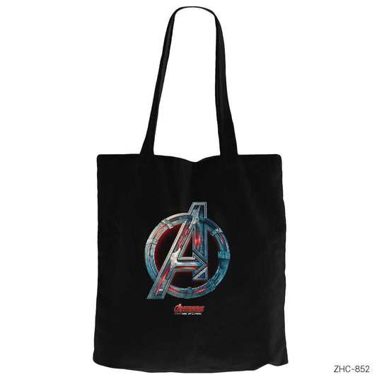 Avengers Red Line Metal Logo Siyah Fermuarlı Bez Çanta Gabardin