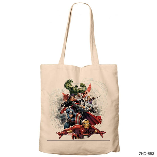 Avengers Attack Krem Fermuarlı Bez Çanta Gabardin