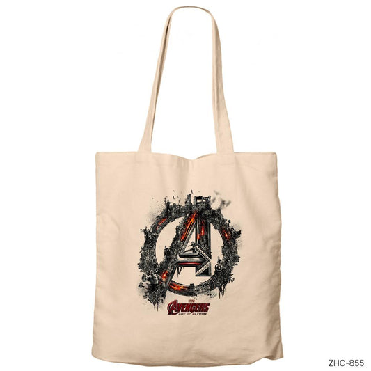 Avengers Dark City Krem Fermuarlı Bez Çanta Gabardin