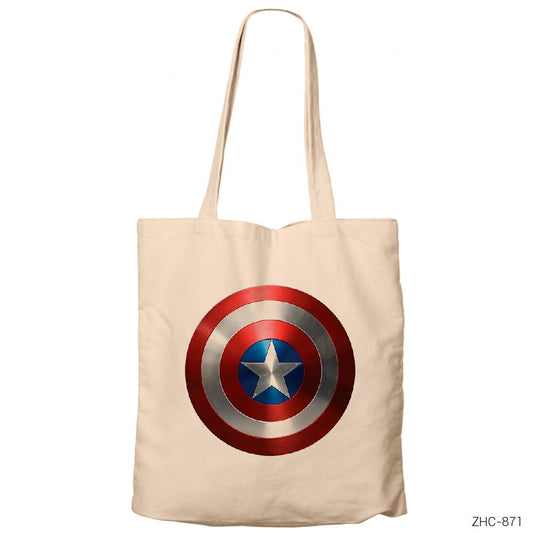 Captain America Sheild Metal Krem Fermuarlı Bez Çanta Gabardin
