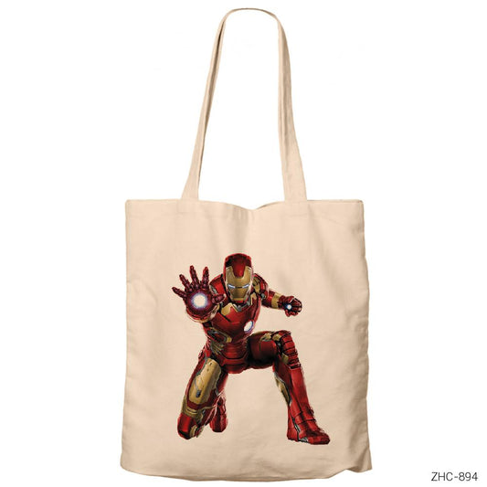 Iron Man Age of Ultron Krem Fermuarlı Bez Çanta Gabardin