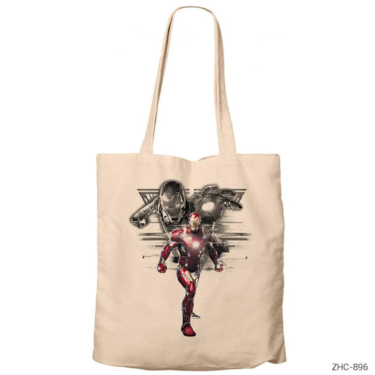 Iron Man Digital Krem Fermuarlı Bez Çanta Gabardin