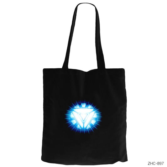 Iron Man Arc Reactor Siyah Fermuarlı Bez Çanta Gabardin