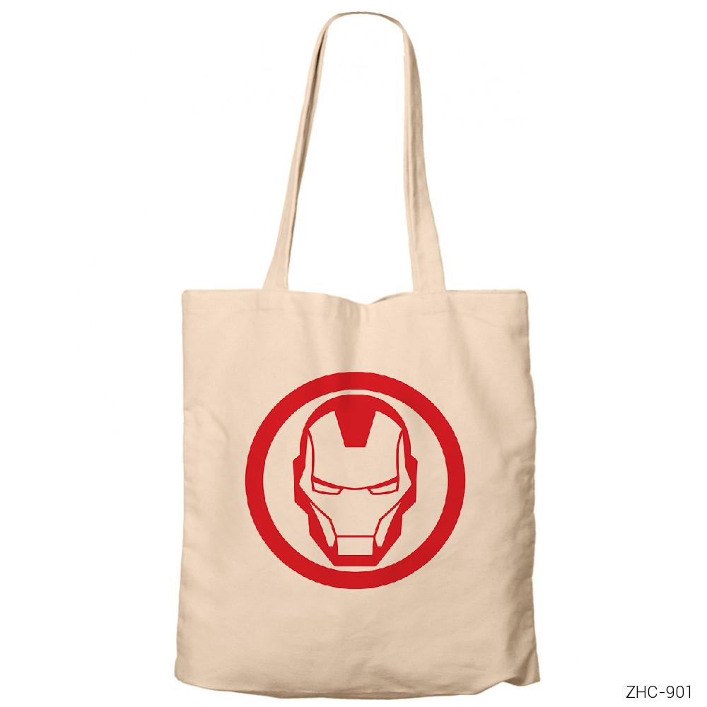 Iron Man Invincible Logo Krem Fermuarlı Bez Çanta Gabardin