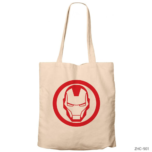 Iron Man Invincible Logo Krem Fermuarlı Bez Çanta Gabardin