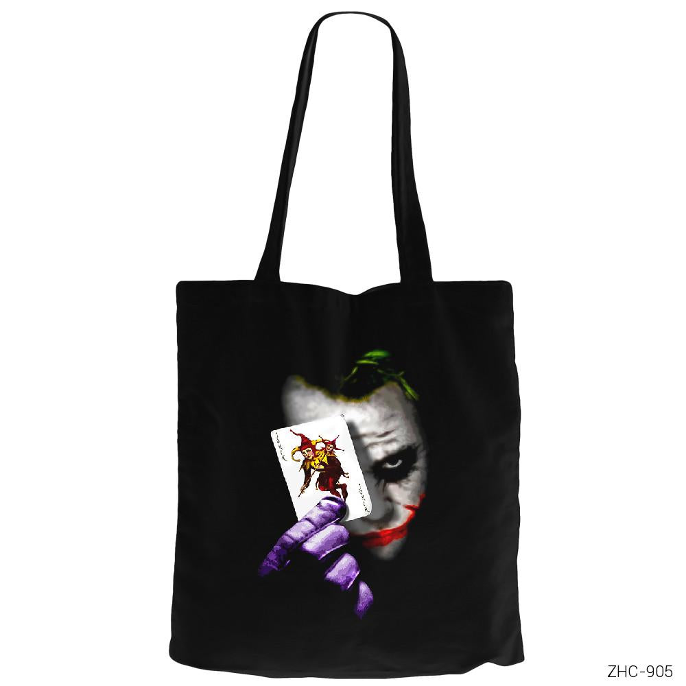 Joker Card Siyah Fermuarlı Bez Çanta Gabardin
