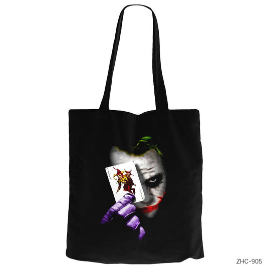 Joker Card Siyah Fermuarlı Bez Çanta Gabardin