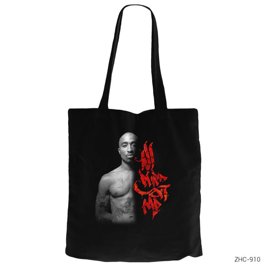 Tupac All Eyes On Me Siyah Fermuarlı Bez Çanta Gabardin