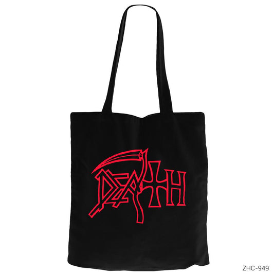 Death Siyah Fermuarlı Bez Çanta Gabardin