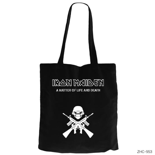 Iron Maiden Matter of Life Siyah Fermuarlı Bez Çanta Gabardin