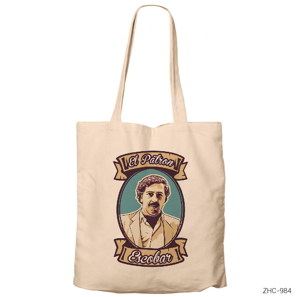 Narcos El Patron Krem Fermuarlı Bez Çanta Gabardin