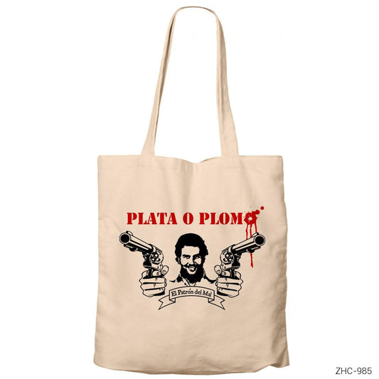 Narcos Plata O Plomo 2 Krem Fermuarlı Bez Çanta Gabardin