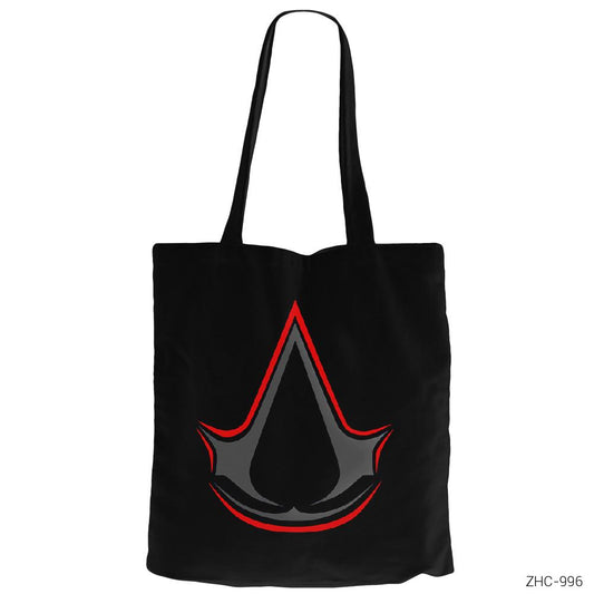 Assassins Creed Logo Redline Siyah Fermuarlı Bez Çanta Gabardin