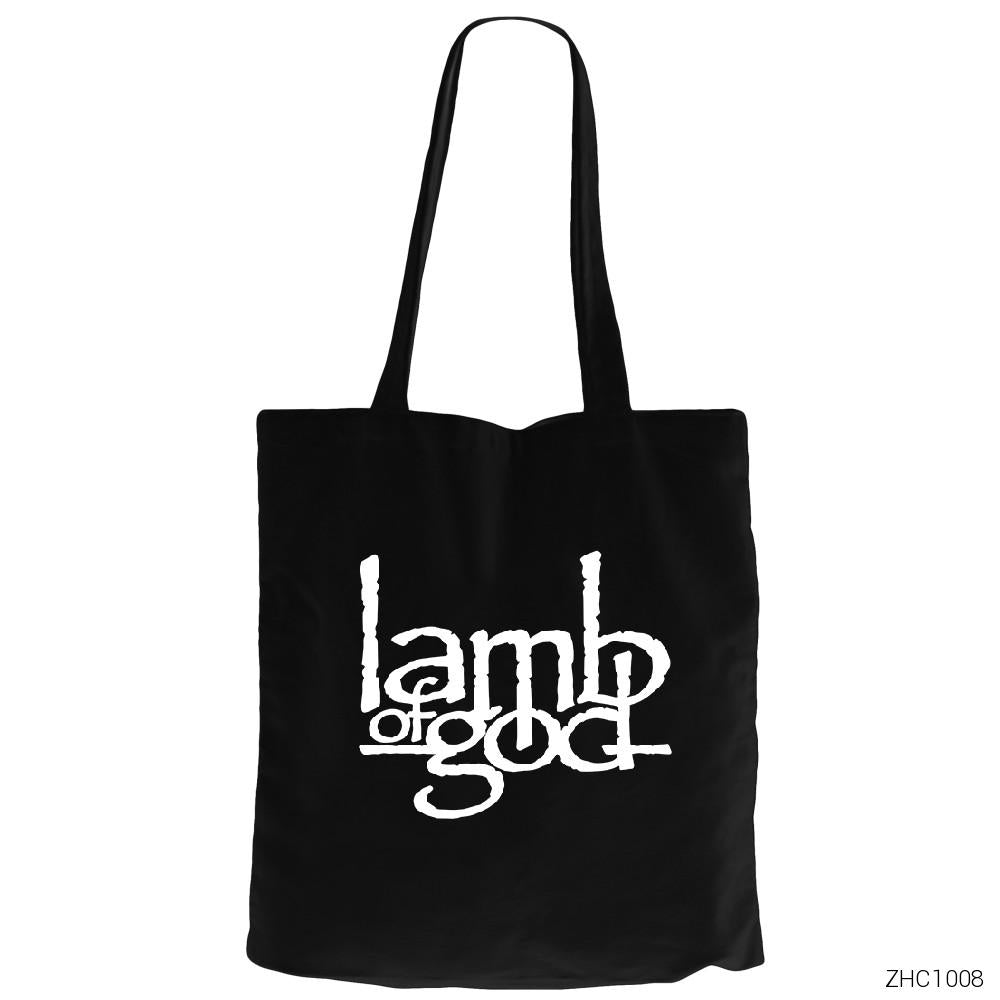 Lamb of God Logo Siyah Fermuarlı Bez Çanta Gabardin