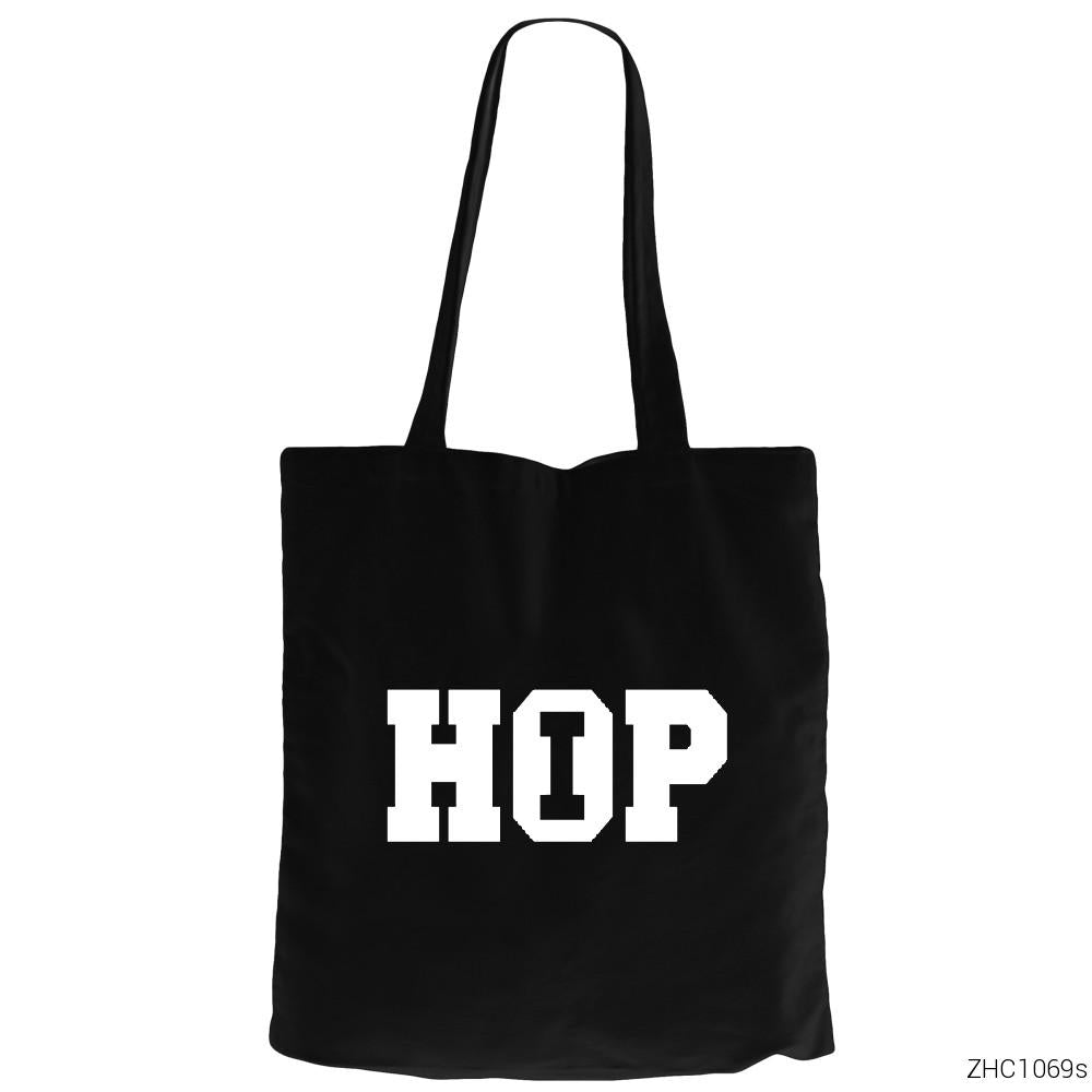 Hip Hop Siyah Fermuarlı Bez Çanta Gabardin