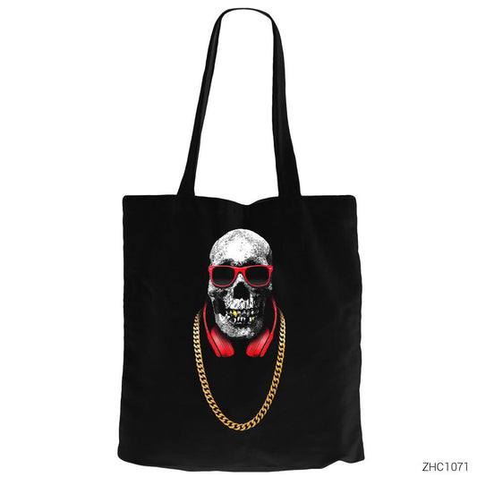 Hip Hop Pirate Siyah Fermuarlı Bez Çanta Gabardin