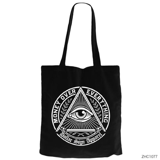 Killuminati Money Siyah Fermuarlı Bez Çanta Gabardin
