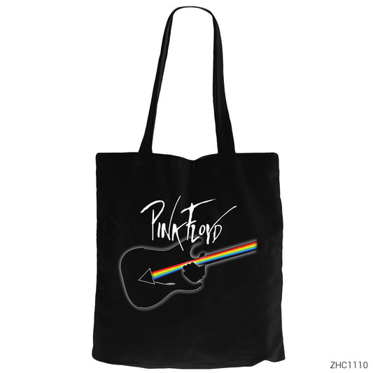 Pink Floyd Guitar Siyah Fermuarlı Bez Çanta Gabardin