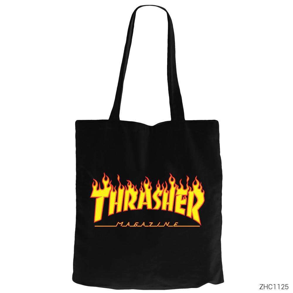 Thrasher Siyah Kanvas Bez Çanta