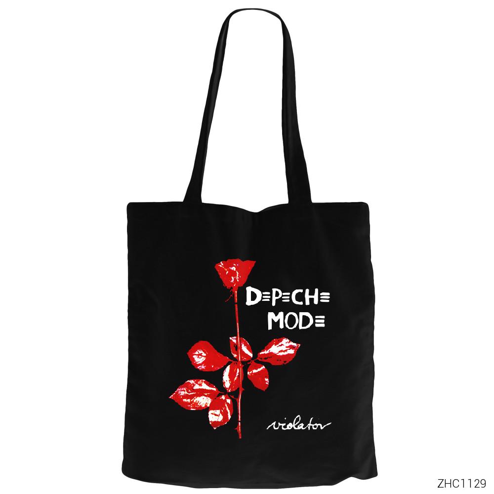 Depeche Mode Siyah Fermuarlı Bez Çanta Gabardin