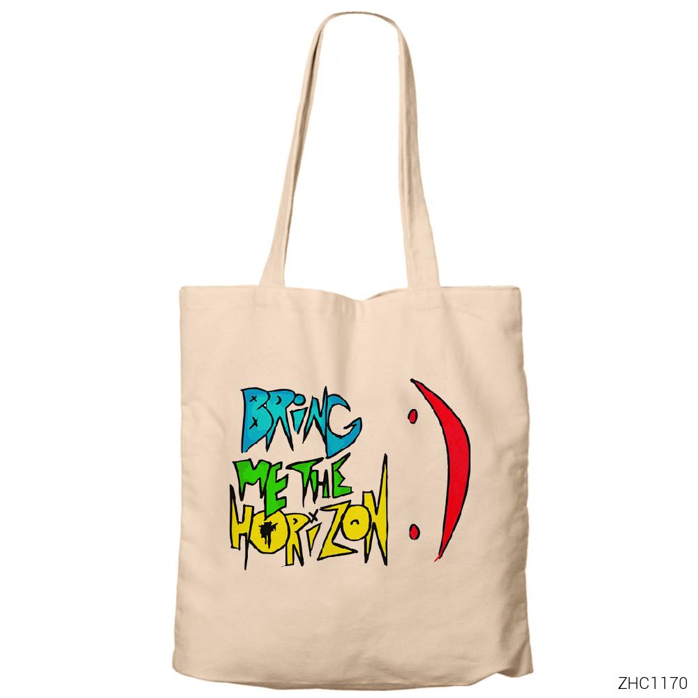 Bring Me The Horizon Colour Krem Fermuarlı Bez Çanta Gabardin