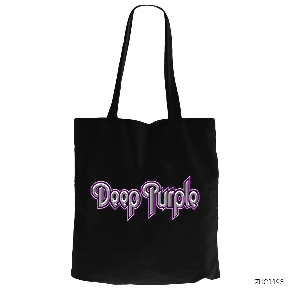 Deep Purple Siyah Fermuarlı Bez Çanta Gabardin