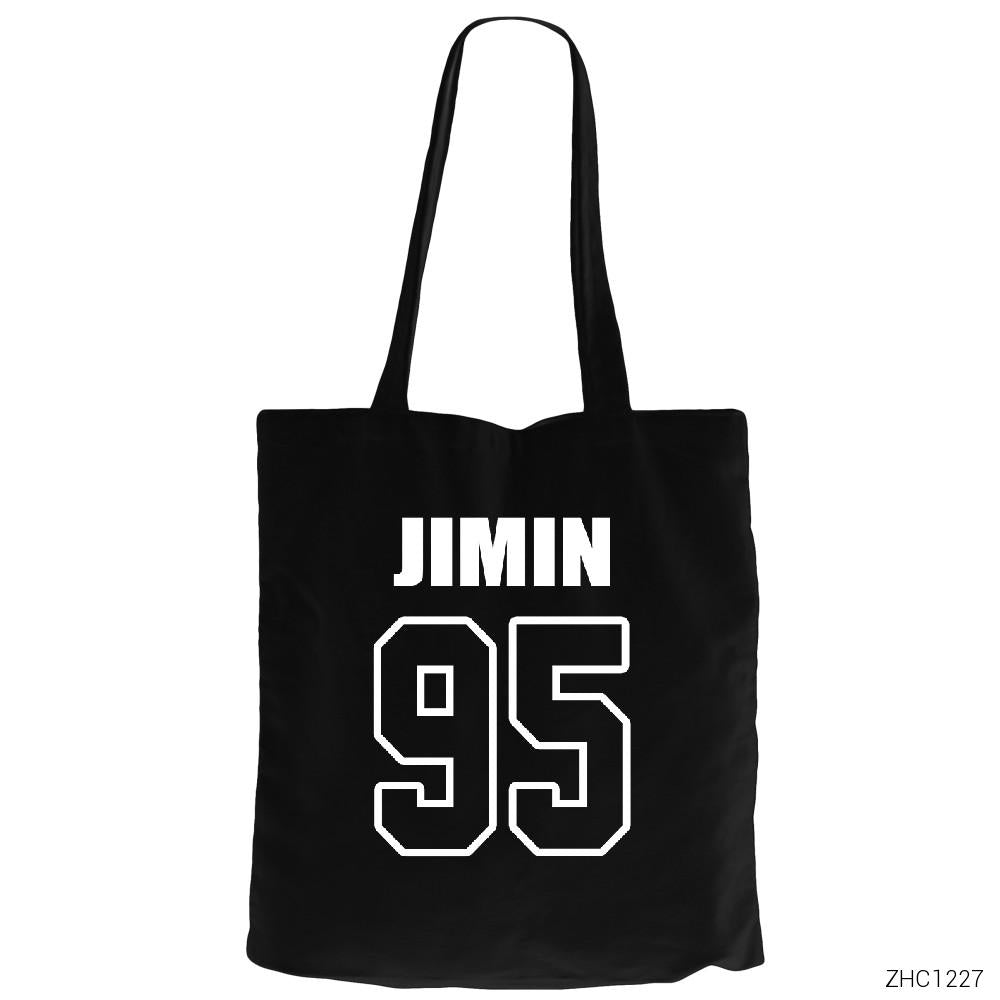 BTS Jimin 95 Siyah Fermuarlı Bez Çanta Gabardin