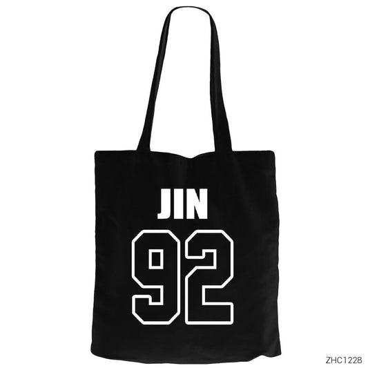 BTS Jin 92 Siyah Fermuarlı Bez Çanta Gabardin