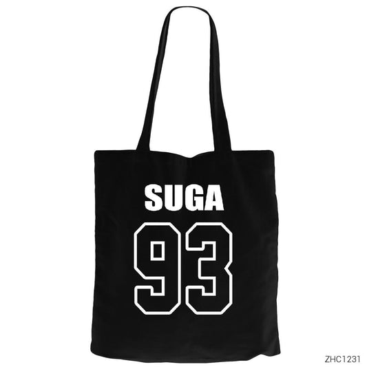 BTS Suga 93 Siyah Fermuarlı Bez Çanta Gabardin