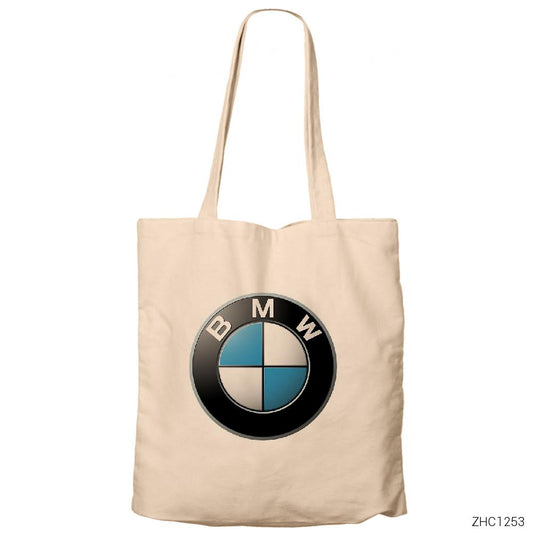 BMW Logo Krem Fermuarlı Bez Çanta Gabardin