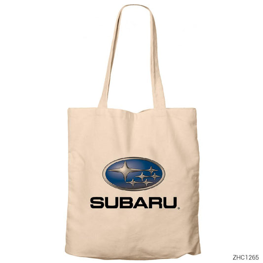 Subaru Logo Krem Fermuarlı Bez Çanta Gabardin