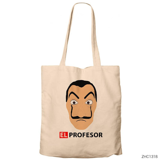 La Casa De Papel Face Krem Fermuarlı Bez Çanta Gabardin