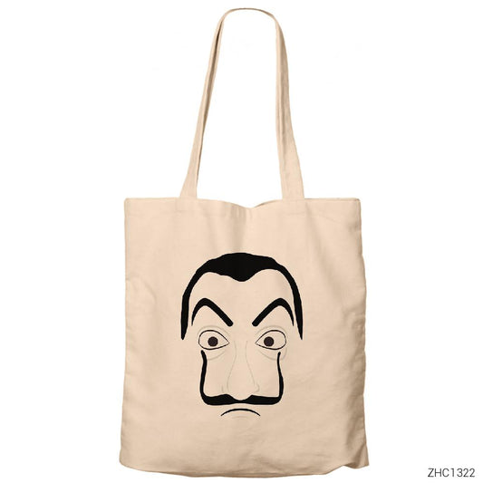 La Casa De Papel Silüet Krem Fermuarlı Bez Çanta Gabardin