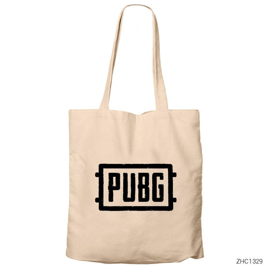 PUBG Logo Classic Krem Fermuarlı Bez Çanta Gabardin