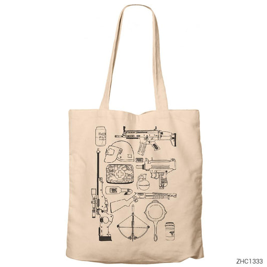 PUBG Items Krem Fermuarlı Bez Çanta Gabardin