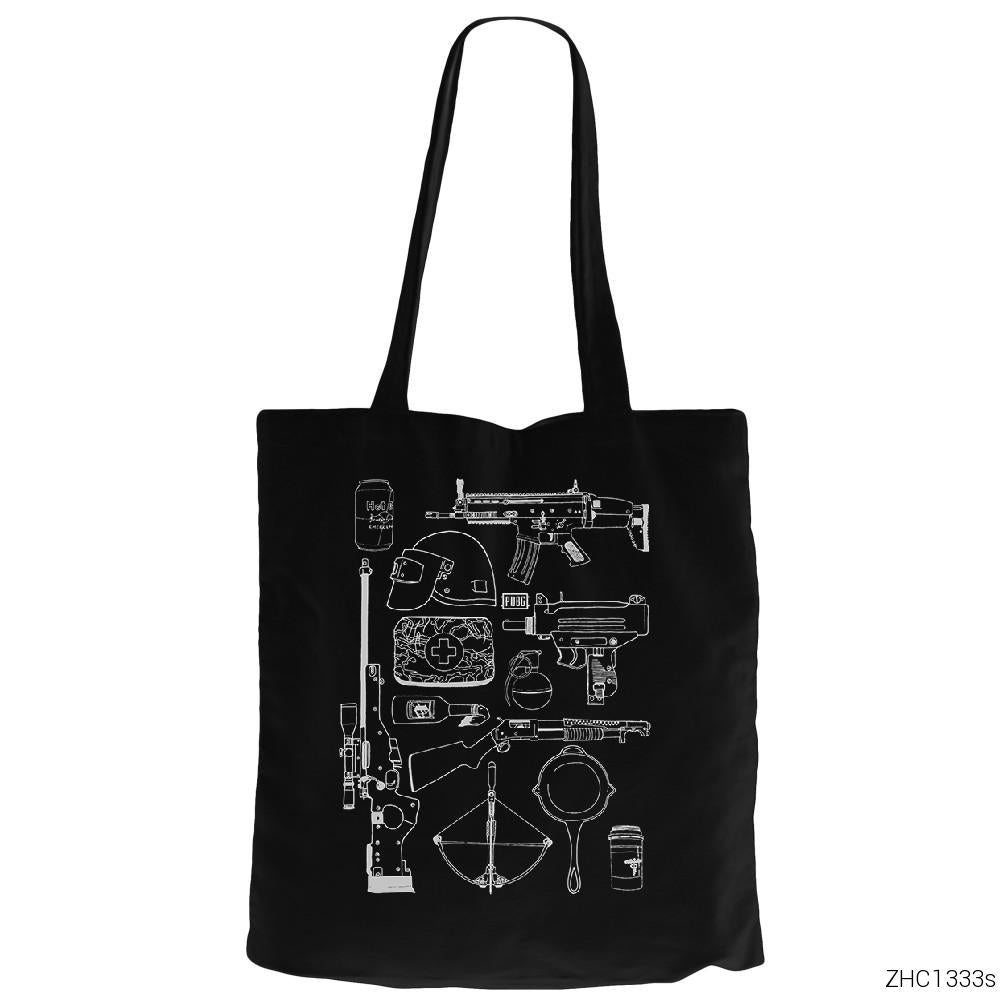 PUBG Items Siyah Fermuarlı Bez Çanta Gabardin
