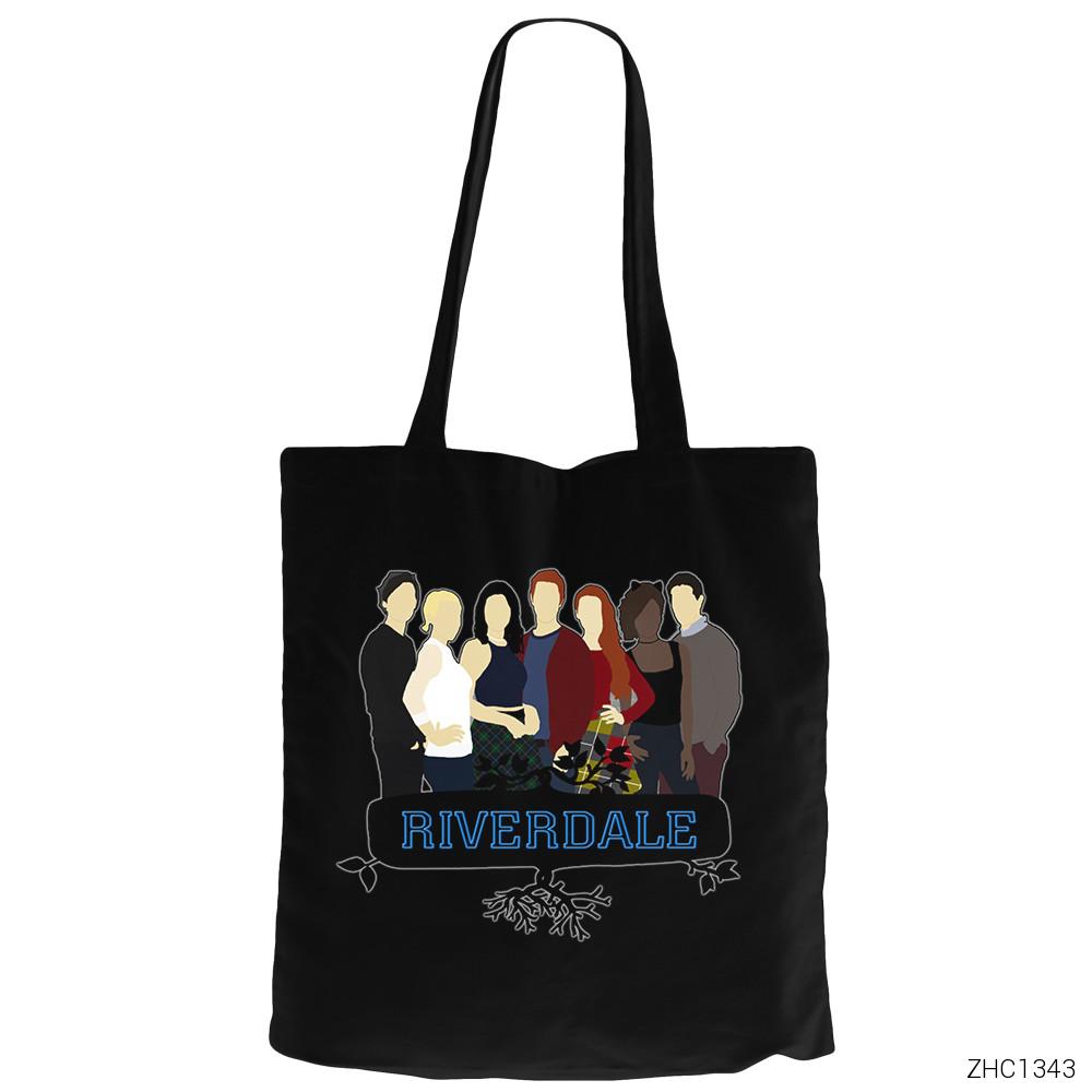 Riverdale Cartoon Siyah Fermuarlı Bez Çanta Gabardin