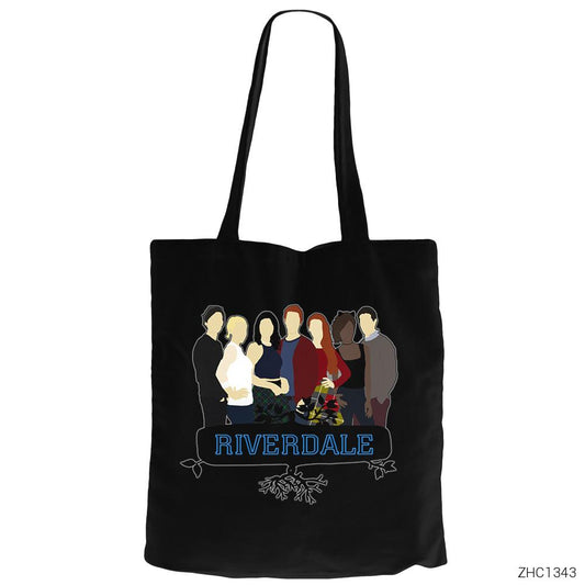 Riverdale Cartoon Siyah Fermuarlı Bez Çanta Gabardin