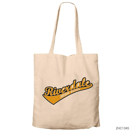 Riverdale High School Krem Fermuarlı Bez Çanta Gabardin