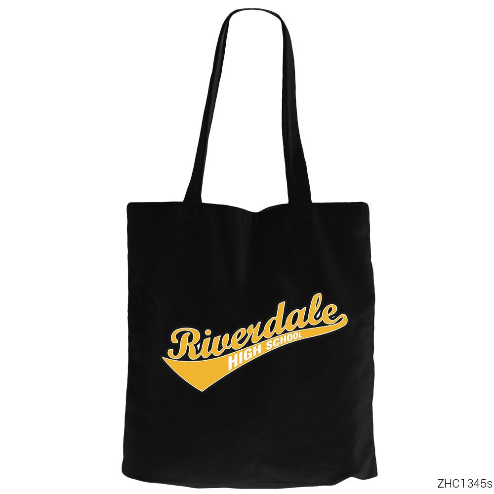 Riverdale High School Siyah Fermuarlı Bez Çanta Gabardin
